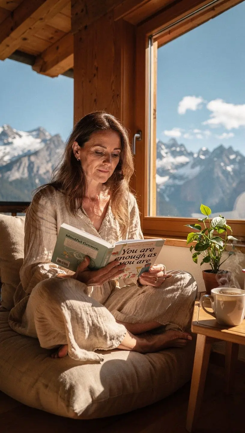 Ein Notizbuch mit inspirierenden Zitaten und Stiften auf einem Schreibtisch.